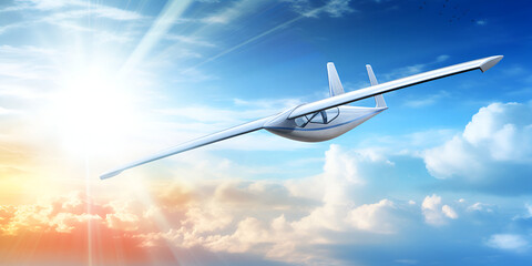 airplane flying in the sky technology innovation future stock modern digital with blue sky background