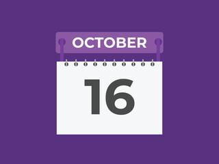 October  16 calendar reminder. 16 October  daily calendar icon template. Calendar 16 October  icon Design template. Vector illustration
