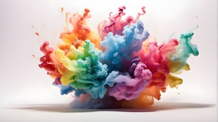Fototapeta premium A rainbow smoke explosion isolated on white background 