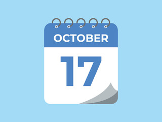 October  17 calendar reminder. 17 October  daily calendar icon template. Calendar 17 October  icon Design template. Vector illustration
