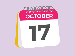 October  17 calendar reminder. 17 October  daily calendar icon template. Calendar 17 October  icon Design template. Vector illustration
