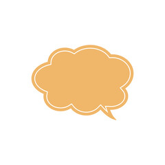 シンプルな黄色雲形吹き出し_二重線_右向き単品