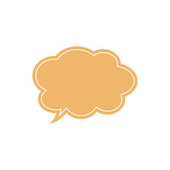 シンプルな黄色雲形吹き出し_二重線_左向き単品