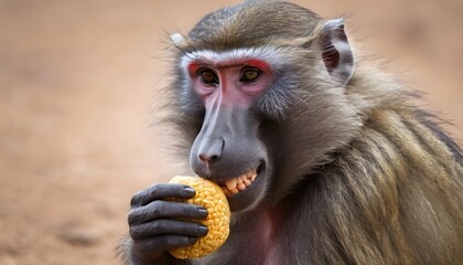 a-baboon-carrying-food-in-its-cheek-pouches-stori-upscaled_4 - obrazy, fototapety, plakaty