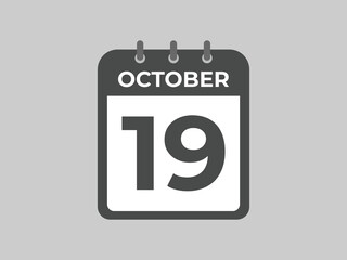 October  19 calendar reminder. 19 October  daily calendar icon template. Calendar 19 October  icon Design template. Vector illustration
