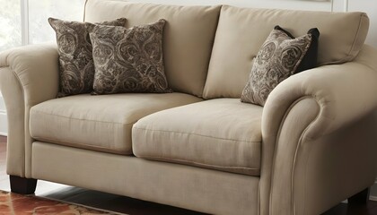 A Cozy Loveseat With Soft Fabric Upholstery