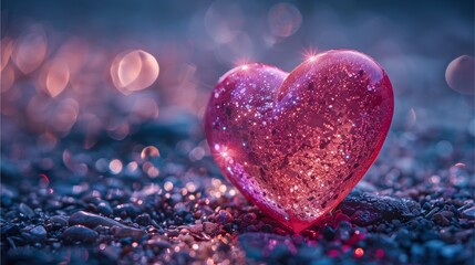 Obraz premium A symbol of love and affection, a heart carved into the snow, painted in a vibrant shade of red, reminiscent of passionate romance and the warmth of Valentine's Day