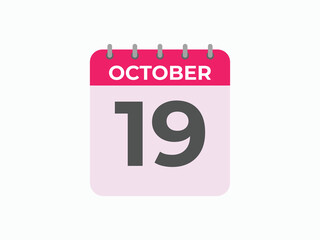 October  19 calendar reminder. 19 October  daily calendar icon template. Calendar 19 October  icon Design template. Vector illustration
