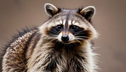 A Raccoon With Its Fur Ruffled Bracing Against A