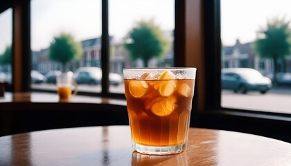 A frosted glass of iced tea on a cozy cafÃ© table 2 (8)