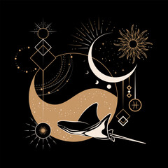 Magical Mystical and Esoteric Celestial Constellation Illustration