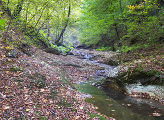 the beginning of autumn, walks along the riverbank in nature, panoramic views and the state of the waterway , hiking trails