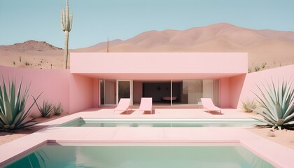 Fototapeta premium A modern cozy architecture in landscape with pool 