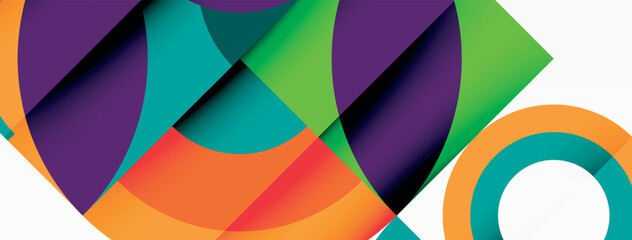 Fototapeta premium A creative arts piece featuring a colorful geometric design with circles and squares in tints and shades of electric blue on a white background, showcasing symmetry and patterns in a closeup view