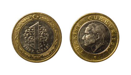 One Turkish Lira coin of 2020