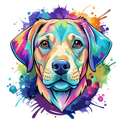 Labrador Retriever With Vibrant Watercolor for T-Shirt and Storybooks