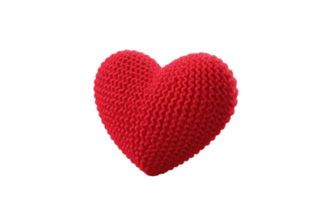 Vibrant Love Knitted in Crimson on White or PNG Transparent Background.