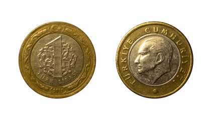 One Turkish Lira coin of 2018