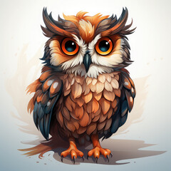 Watercolor Nova owl, clipart Illustration, Generative Ai