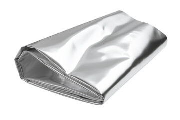 Shimmering Elegance: Silver Foil Bag on White Canvas on White or PNG Transparent Background.