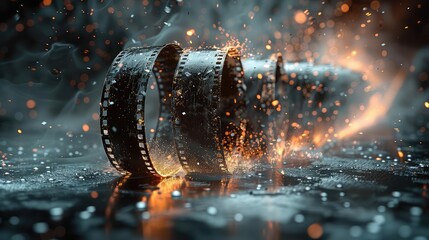 A burning film reel.