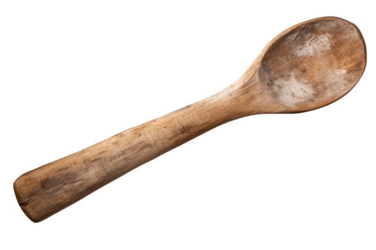 The Whimsical Wooden Wand: A Culinary Charm on a Blank Canvas on White or PNG Transparent Background.