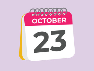 October  23 calendar reminder. 23 October  daily calendar icon template. Calendar 23 October  icon Design template. Vector illustration
