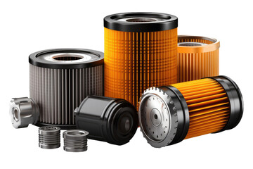 The Symphony of Oil Filters on White or PNG Transparent Background.