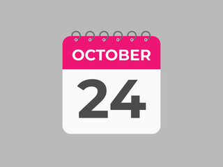 October  24 calendar reminder. 24 October  daily calendar icon template. Calendar 24 October  icon Design template. Vector illustration
