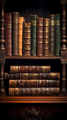 Stack of antique leather-bound books