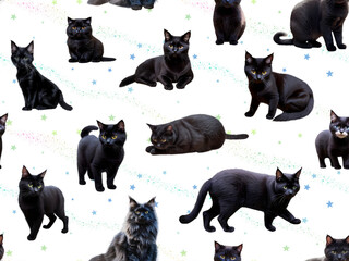 ネコのシームレスパターン④ C