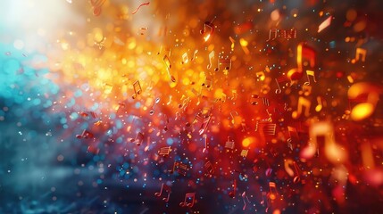 Fototapeta premium Create an abstract painting using bright and contrasting colors. The painting should depict a beautiful melody in the form of colorful notes.