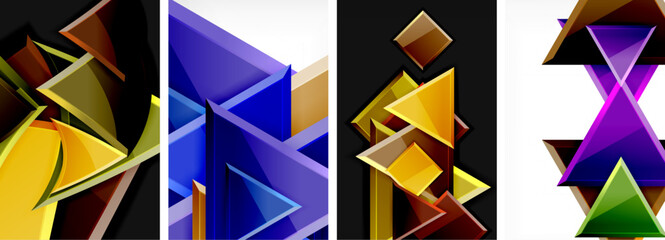 Triangle composition poster background set for wallpaper, business card, cover, poster, banner, brochure, header, website