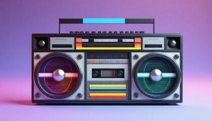 3d model A retrostyle boombox with colorful casset (7)