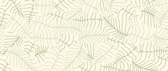 Abstract foliage botanical background vector. Green color wallpaper of tropical plants, palm leaves, leaf branches, leaves. Foliage design for banner, prints, decor, wall art, decoration.