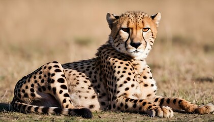 A Cheetah With Its Tail Curled Around Its Body Re