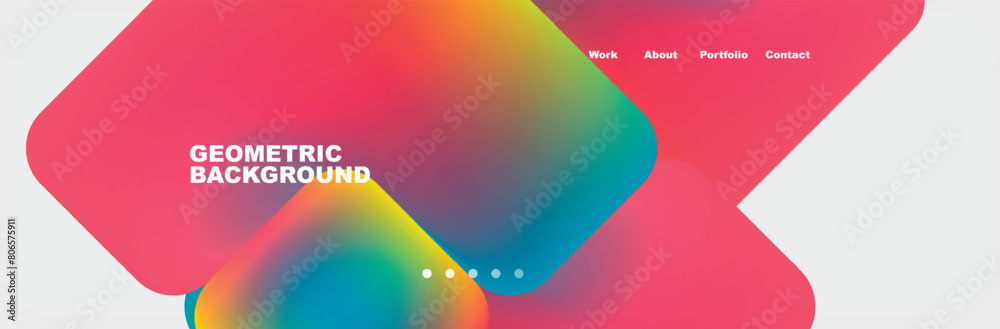 Poster an artistic geometric background featuring a rainbow of colors including vibrant shades of magenta, 