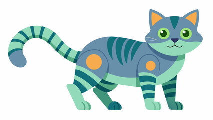 A tabby cat with bionic claws able to fully retract them for cuddles but extend them for playtime.. Vector illustration