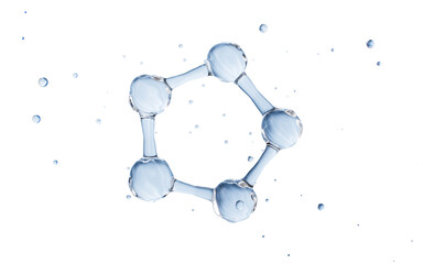 Blue molecular structure, skincare and biomedical concept, 3d rendering.