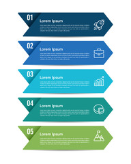 5 arrows infographic vertical design template. Workflow business. Vector illustration.
