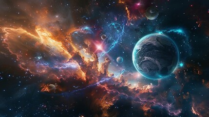 Obraz premium A 3D illustration of a vibrant universe with undiscovered planets.