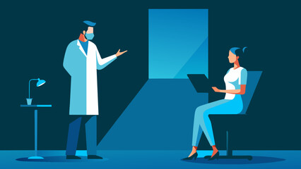 the doctor talks to the nurse, explains something, realistically
