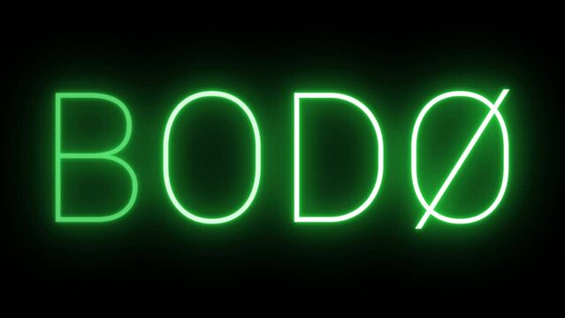 Flickering neon green glowing bod&oslash; text animated on black background