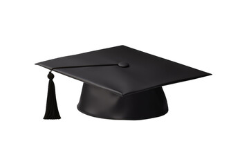 Midnight Elegance: A Black Graduation Cap Dancing With Tassel on White or PNG Transparent Background.