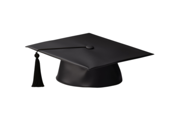 Midnight Elegance: A Black Graduation Cap Dancing With Tassel on White or PNG Transparent Background.