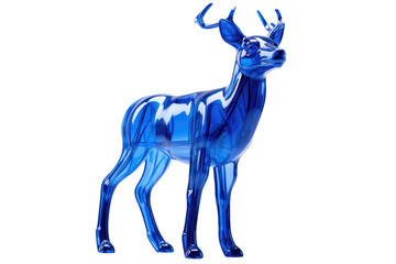 Ethereal Elegance: A Majestic Deer in Glass on White or PNG Transparent Background.