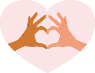 Hands Making a Heart as Friendship Symbol Vector Cartoon Illustration. People fighting together for love, unity and solidarity 
