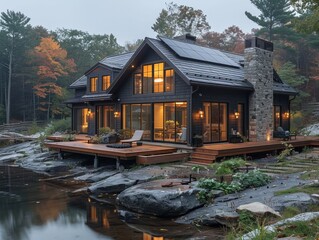 Obraz premium Efficient Home Solar Panels Empowered by Energy Subsidies. AI-Generated Clean Energy for Modern Homes