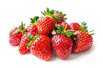 A cluster of freshly picked strawberries
