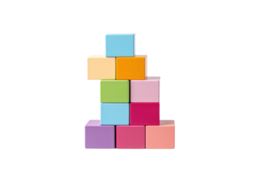 Towering Symphony: A Vibrant Stack of Colorful Blocks on White or PNG Transparent Background.
